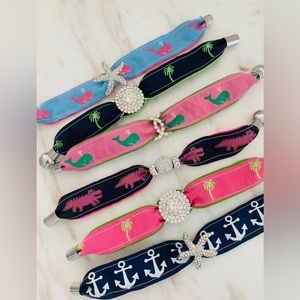 Preppy Ribbon Rhinestones Bracelet choose your own